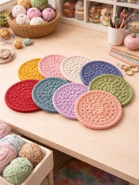 Handmade Crochet Coasters - Multi Color Set